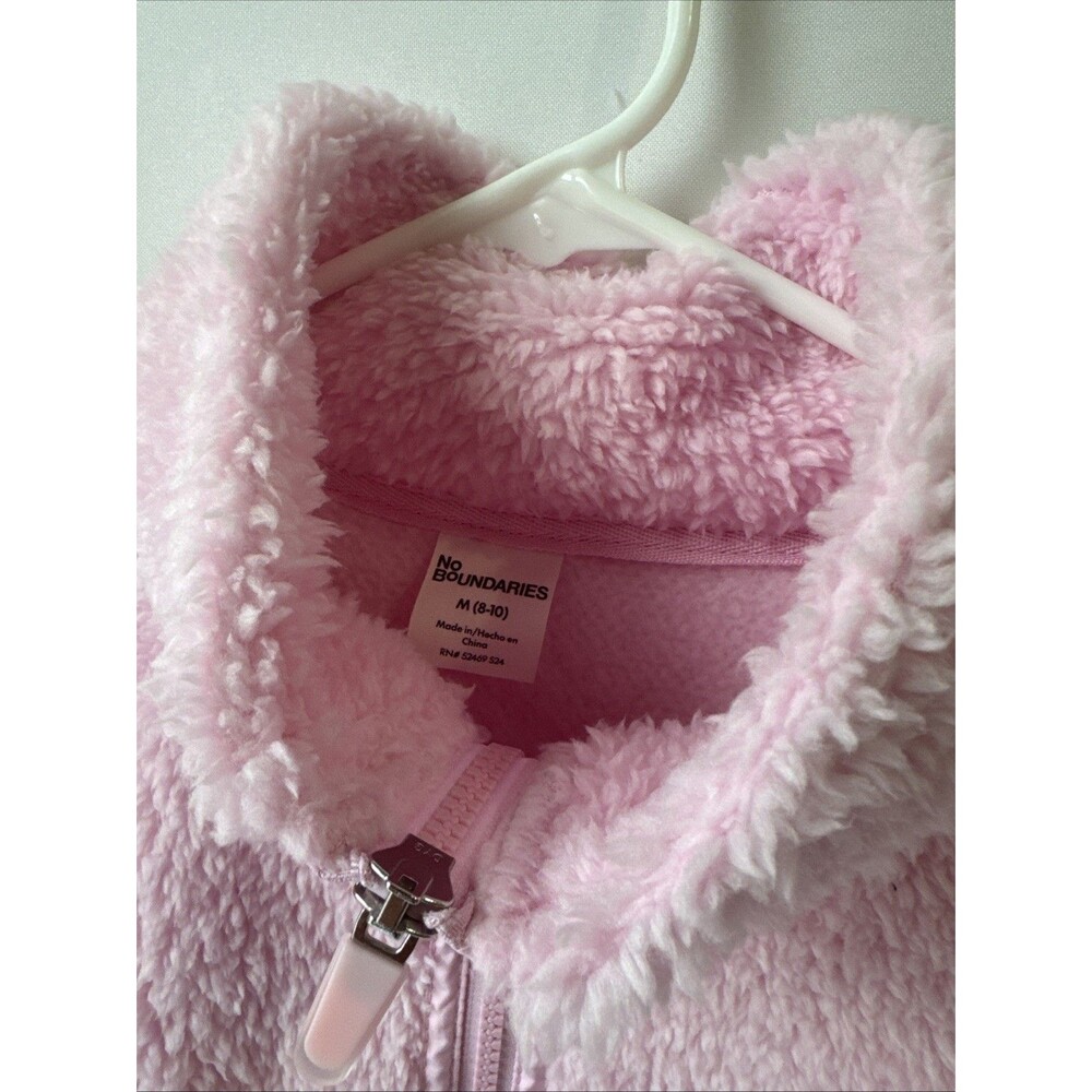 No Boundaries Pink Sherpa Fleece Zip Jacket Women’s Size M Cozy Soft - Picture 8 of 10